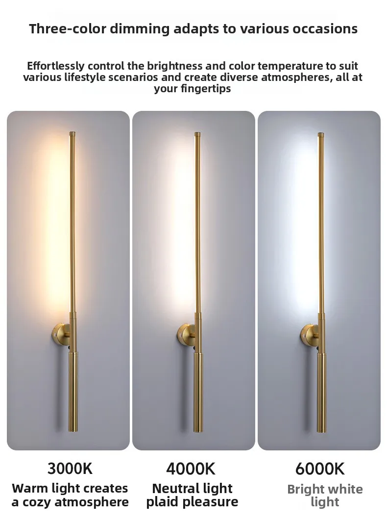 Nordic Rechargeable and Removable Living Room Led Strip Wall Lamp Wall Light for Bedroom Bedside Hotel Rotatable Indoor Lighting