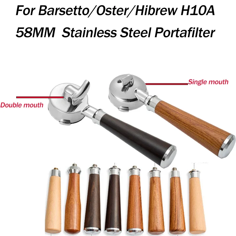 58 MM 3 Ears Single/double Mouth Portafilter for Barsetto/Oster/Hibrew H10A Stainless Steel Coffee Filter Handle Accessories