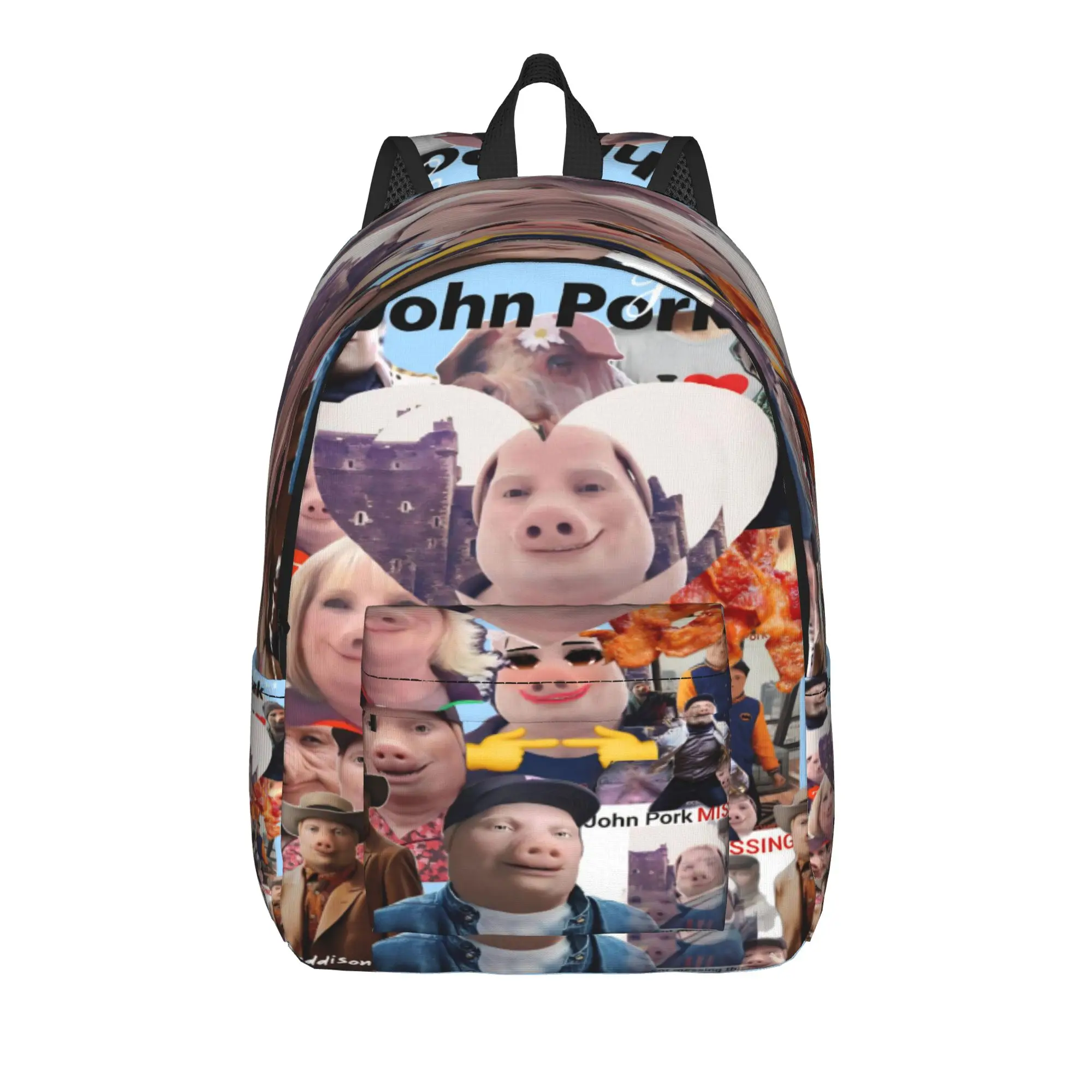 John Pork is Smiling Backpack for Men Women Teenage Student Business Daypack Pig Lover Laptop Computer Shoulder Bag Lightweight