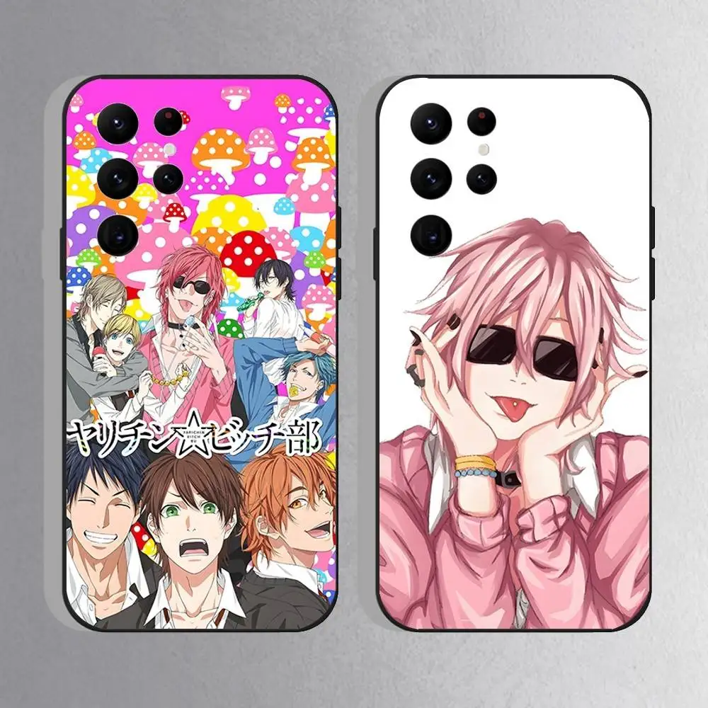 

Yarichin Club Anime Phone Case For Samsung S25,S24 Ultra,S20,S30 plus,S22 Plus,S23,Ultra 5G Silicone Black Shell