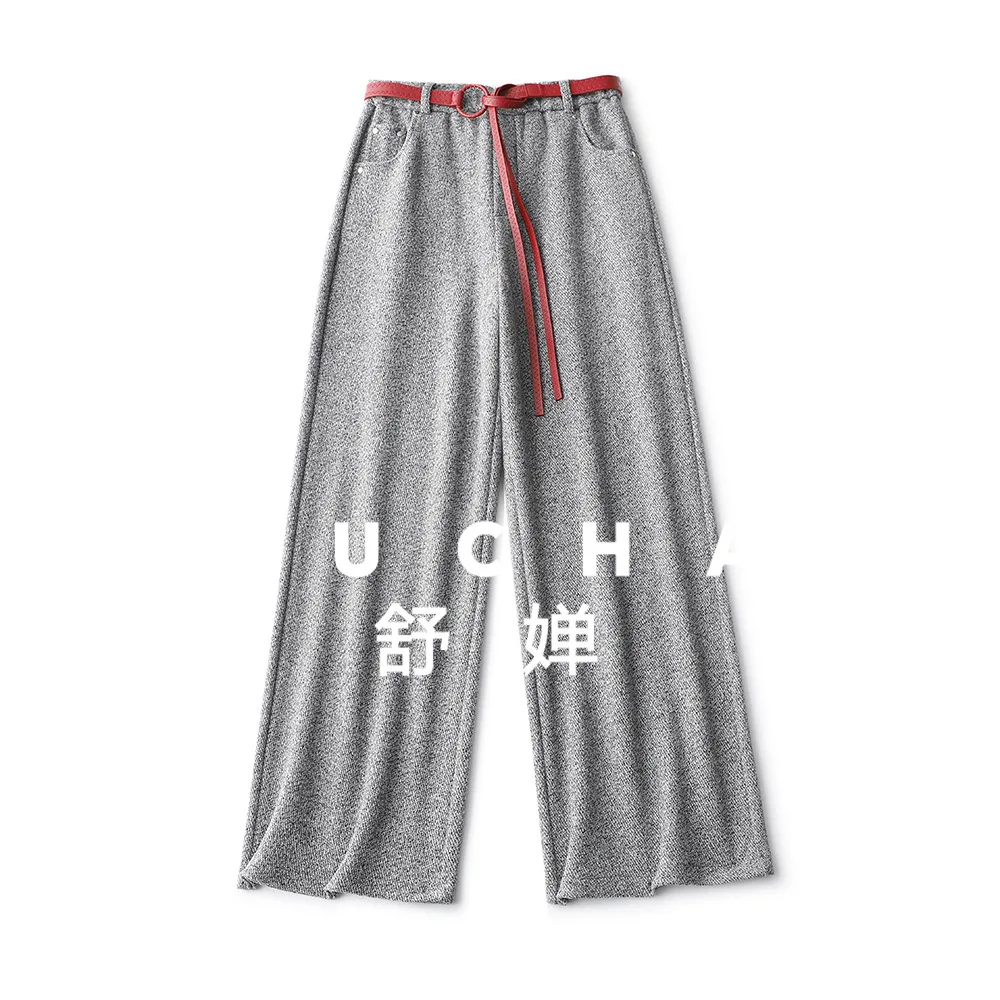 

Fall Winter Pants Thickened Drape Wide-leg Pants High Waist Straight Trousers Women Pantalones Mujer