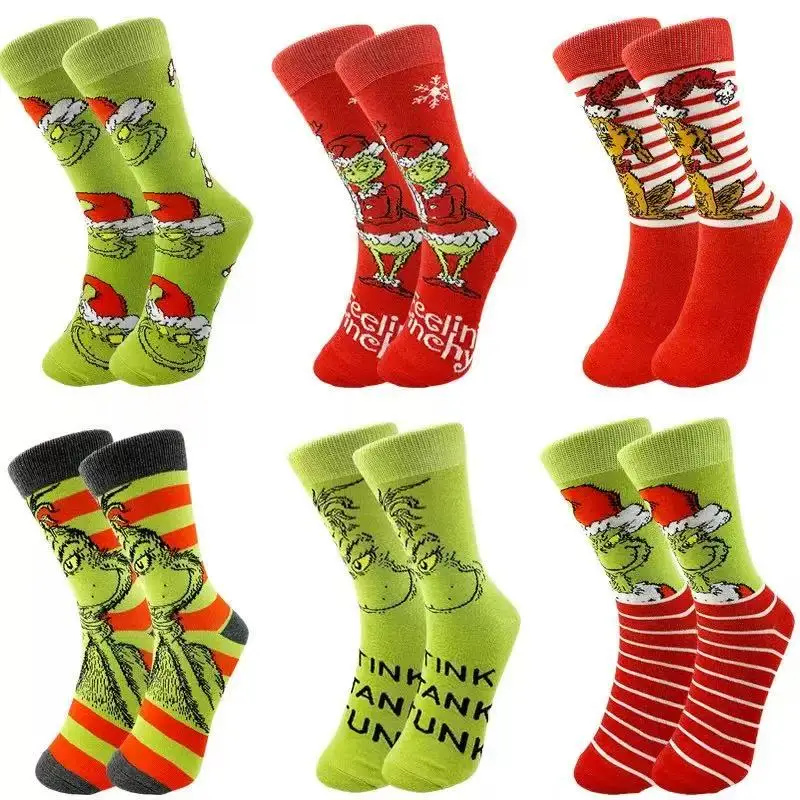 4 Paar zufällige, modische und lustige Damen-Baumwoll-Cartoon-Graffiti-Hohe Socken, Paar-Hip-Hop-Street-Sportsocken von hoher Qualität – Detail 2