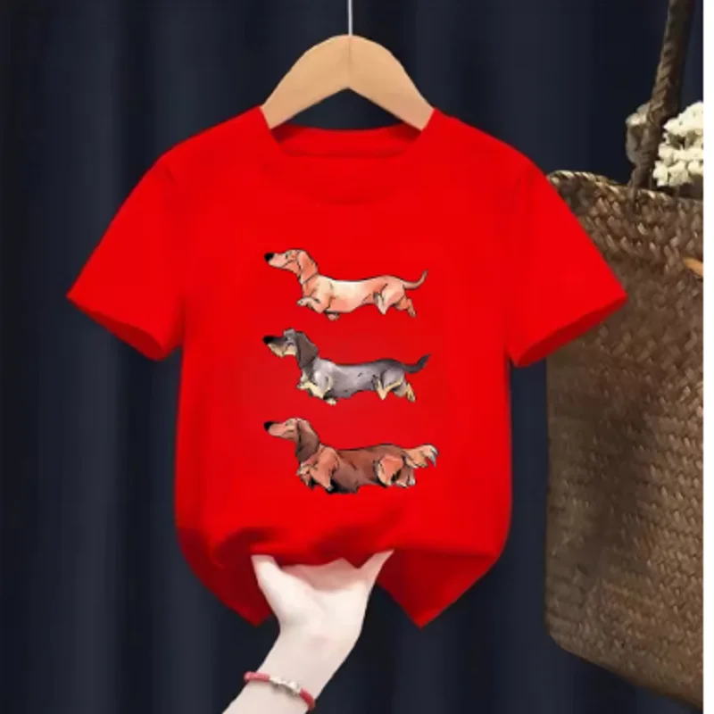 Dachshund Teckel Funny Dog Kids Tshirt New Printing Shirt Fashion T-Shirt for Casual Tops Short Sleeve Summer Fashion Print