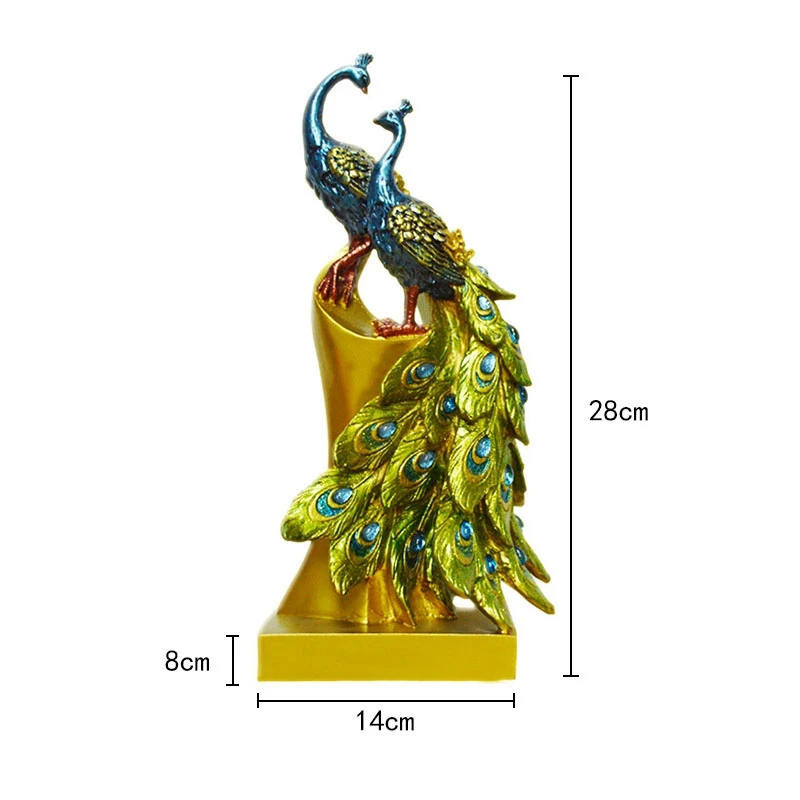 1Pc Peacock Ornament Creative Stylish Chic Fashion Resin Craft Adornment Peacock Home Decoration Ornament