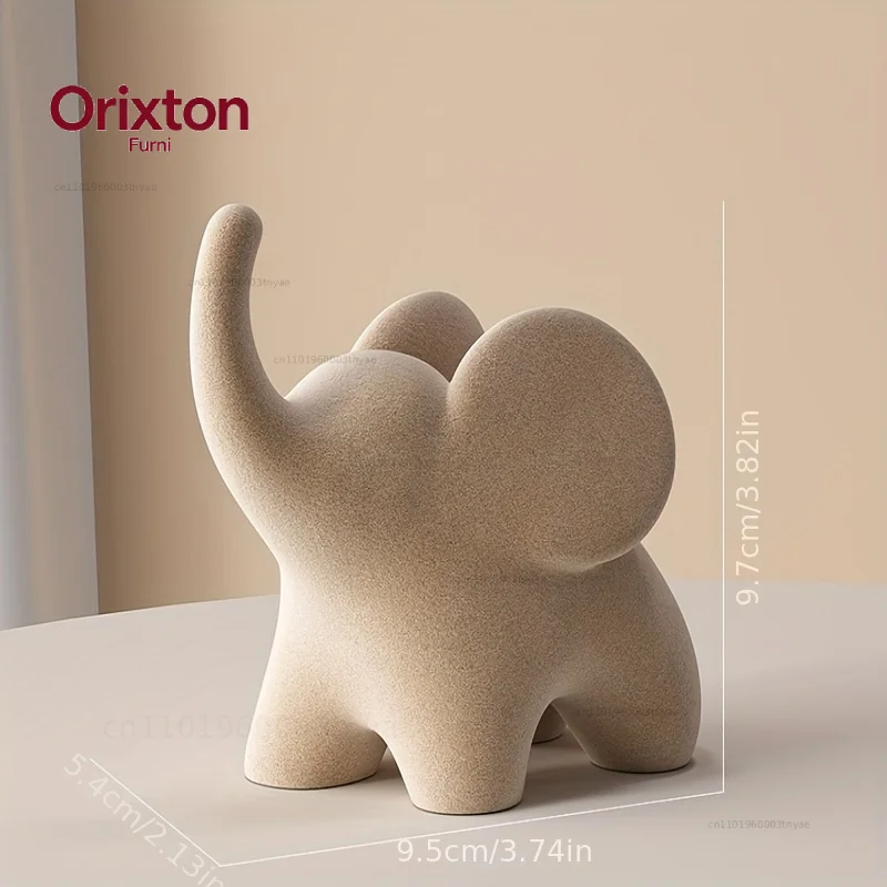 Charming Flocked Resin Elephant Figurine - Perfect For Living Room, Bedroom Decor & Wedding Gifts