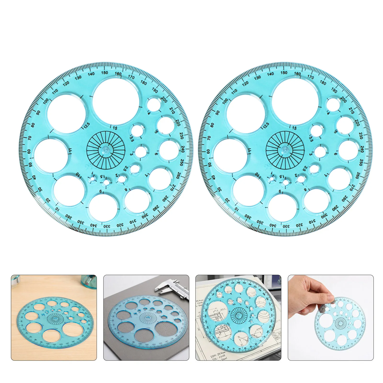 8Pcs Plastic 360 Degree Protractor Angle Measuring Ruler Multifunctional Circle Drawing Tool for School Layout