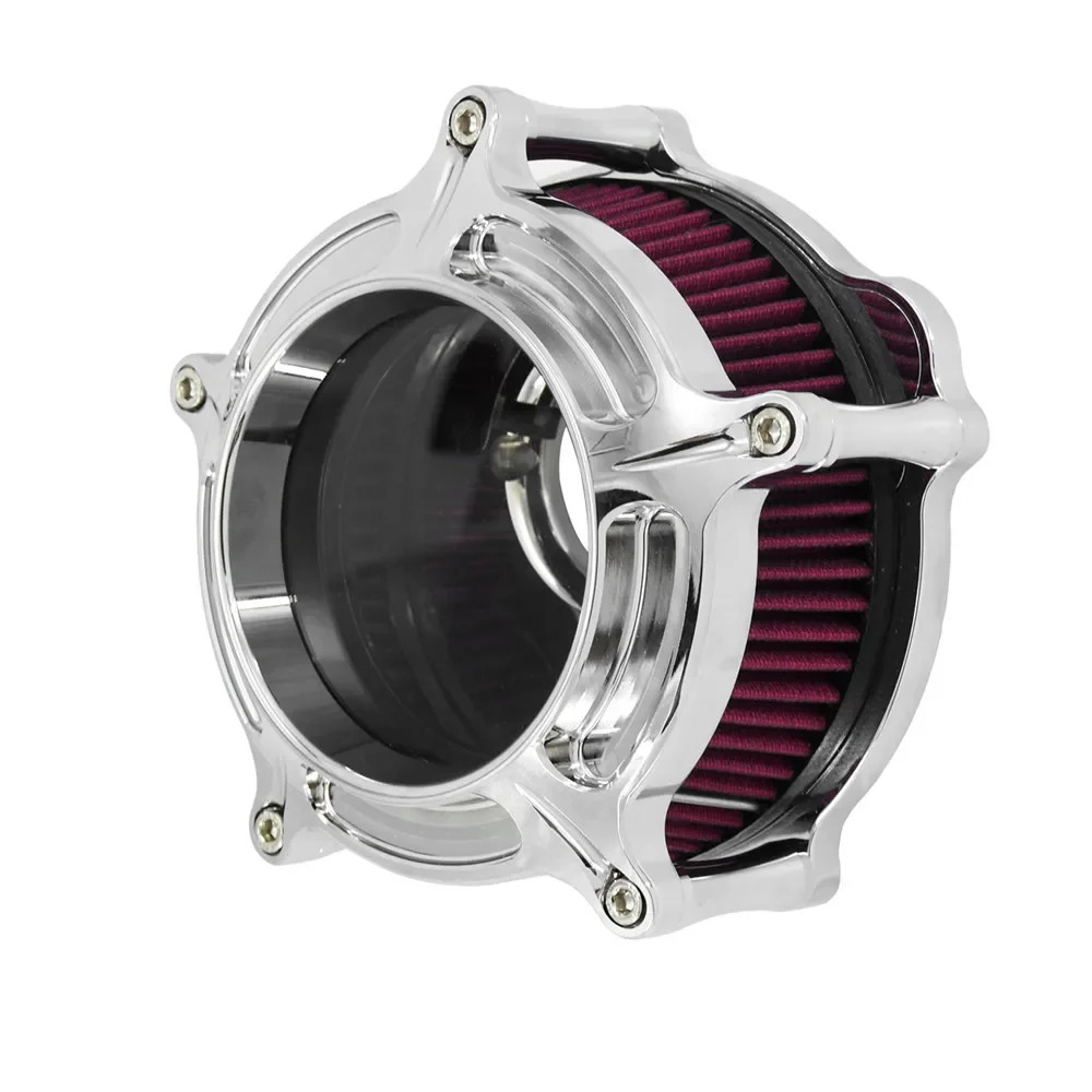 

STLF Motorcycle Air Filter Air Cleaner Kit CNC Intake System Chrome for Sportster Dyna Softail Touring 883 1200 Electra G