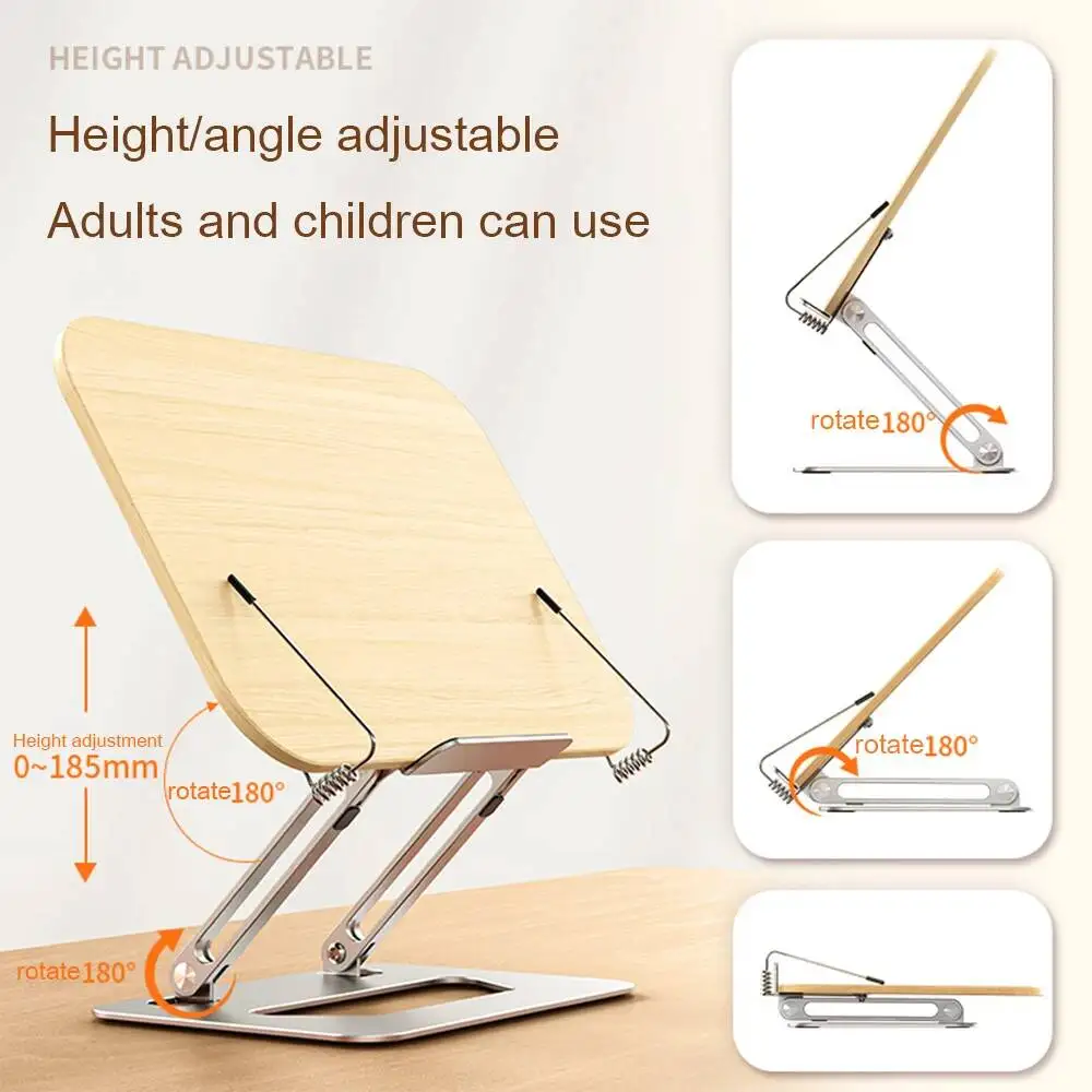 OUIO Laptop Stand Multifunction Read Books Holder For MacBook Air Notebook Stand Walnut Laptop Support Aluminum Foldable Tablet