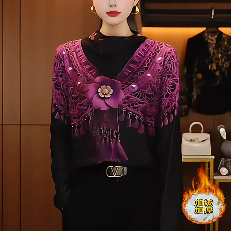 

Versatile and Stylish Women's Top with Slimming Effect Printed White Light Luxury New Fashion