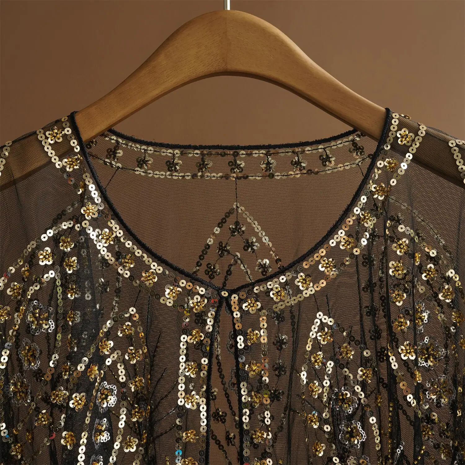 1920er Jahre Pailletten-Verzierter Flapper-Schal Elegante Wickelkleider Atmungsaktiver Kurzer Umhang Vintage Abendcape Braut-Schal – Detail 10