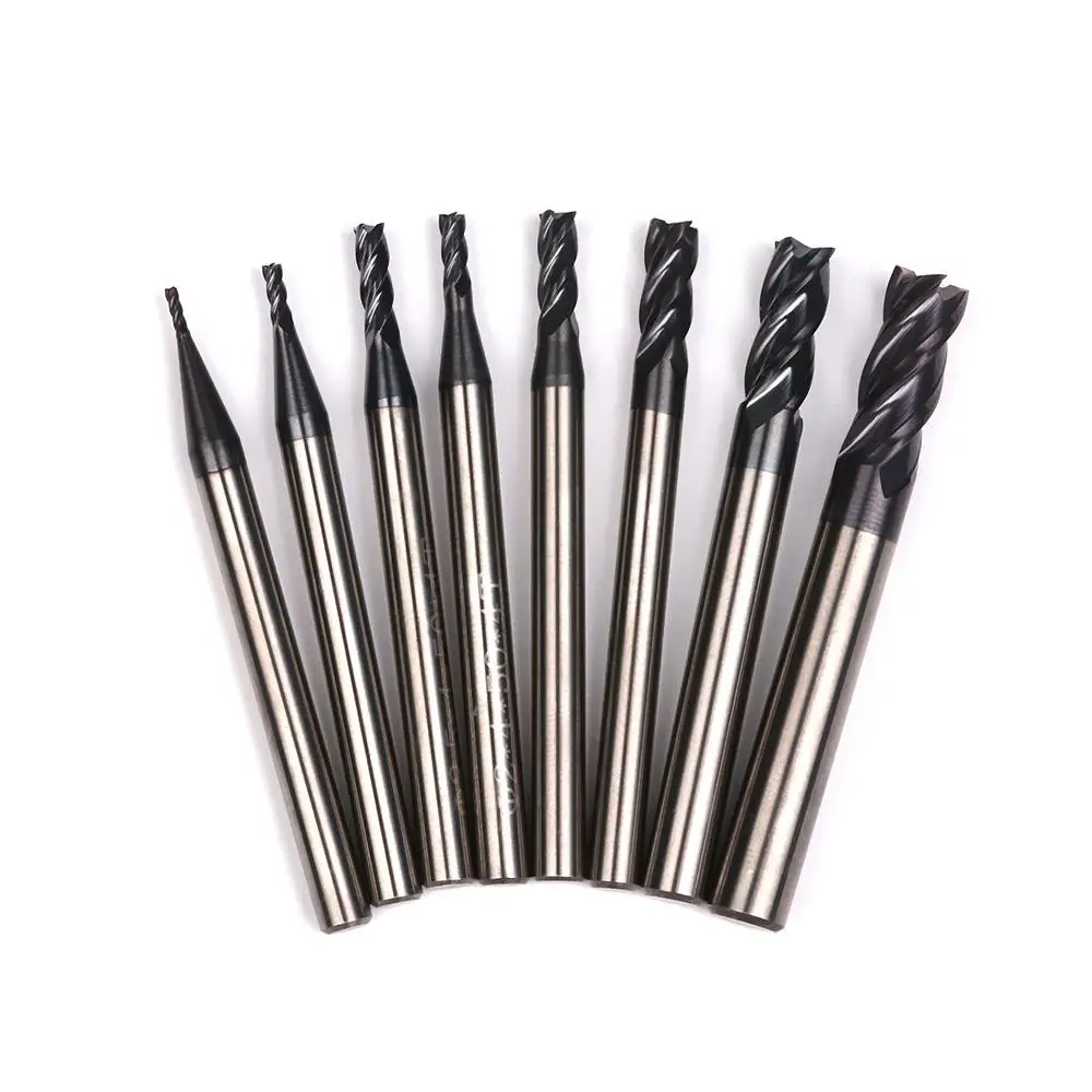 4 Flute Mill 1mm 1.5mm 2mm 2.5mm 3mm 4mm 5mm 6mm Alloy Carbide Tungsten Steel Milling Cutter End Mill Metal Cutter