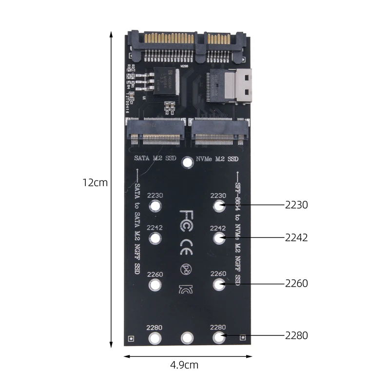 Konwerter M.2 SATA SSD na SATA + M2 NVME SSD na SFF-8654 22-pinowa karta rozszerzeń SATA na M2 do komputera stacjonarnego Adapter M2 SSD