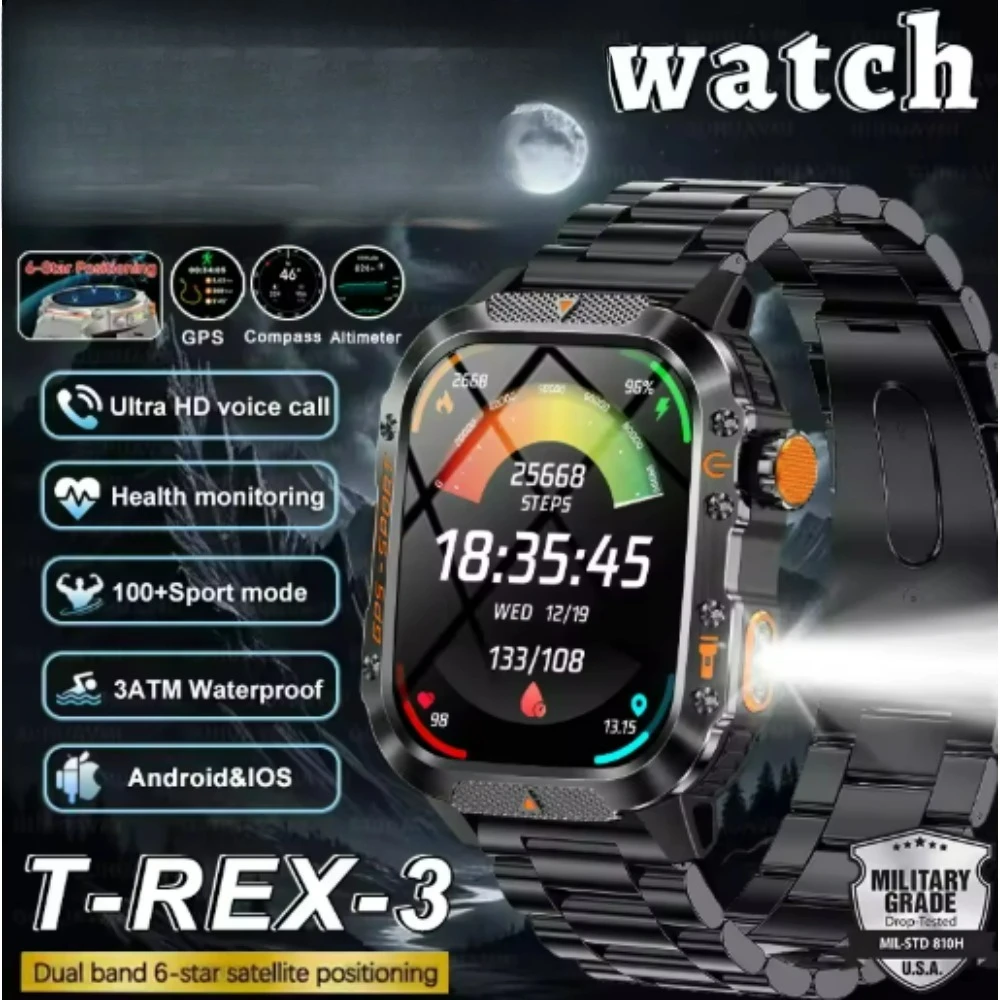 Xiaomi 2026 nuevo grado militar al aire libre reloj inteligente hombres brújula ritmo cardíaco BT llamada linterna LED 10ATM impermeable Smartwatch