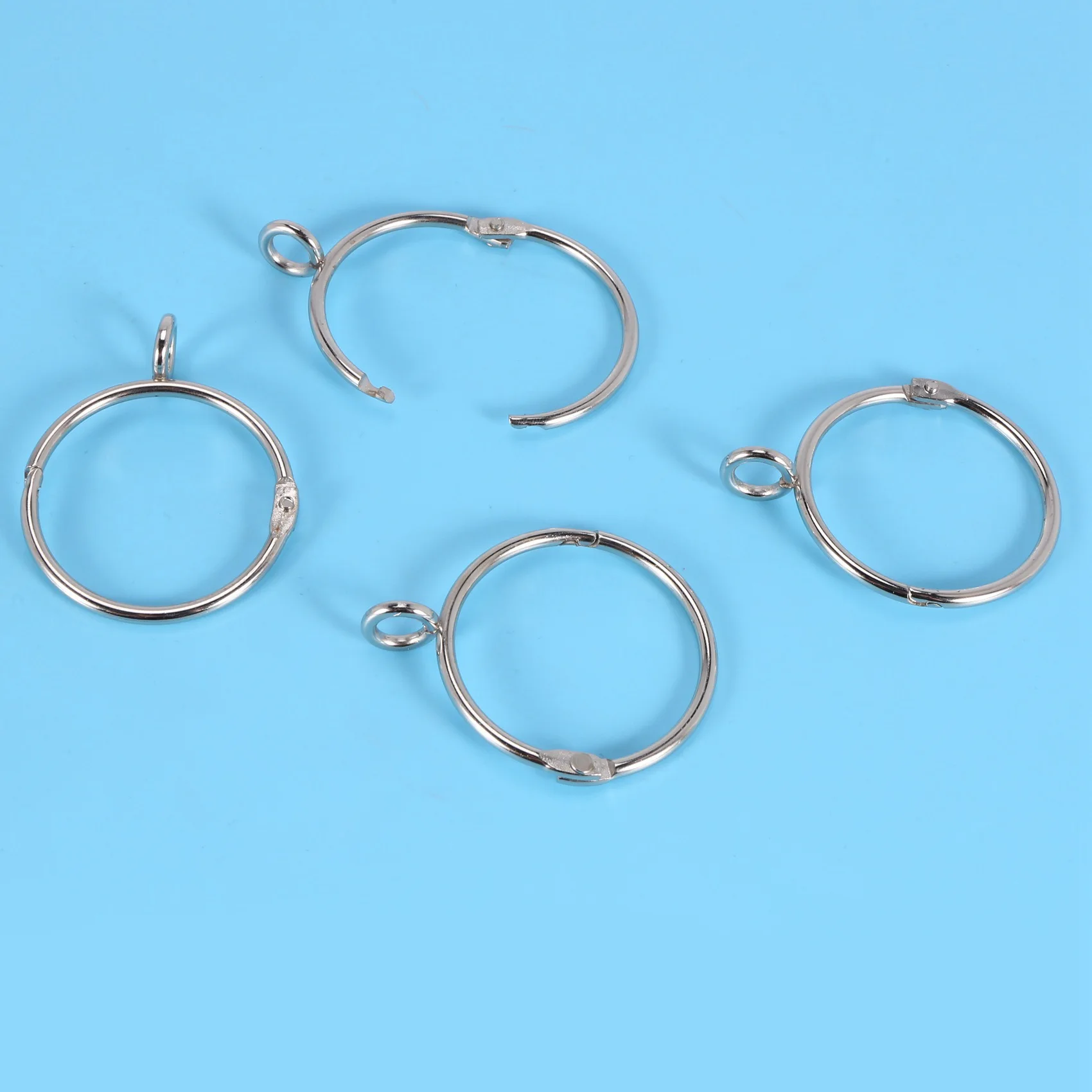 ABJN-100 Pcs Openable Silver Curtain Rings Open And Close Metal Rustproof Drapery Loops With Eyelet For Hook Pins (1.5 Inch)