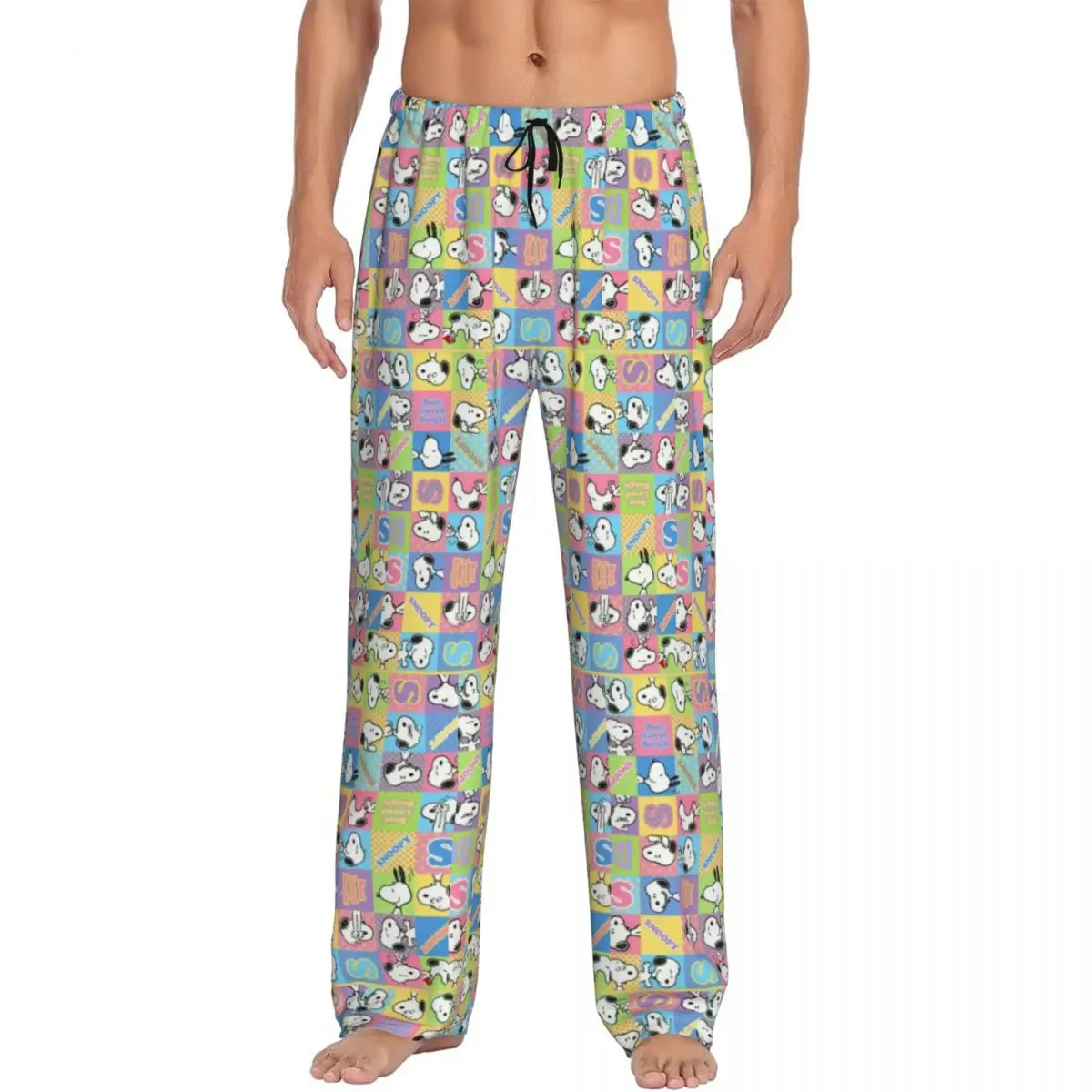 

Custom Anime Manga Snoopy Woodstock Pajama Pants Men Lounge Sleep Drawstring Sleepwear Bottoms with Pockets