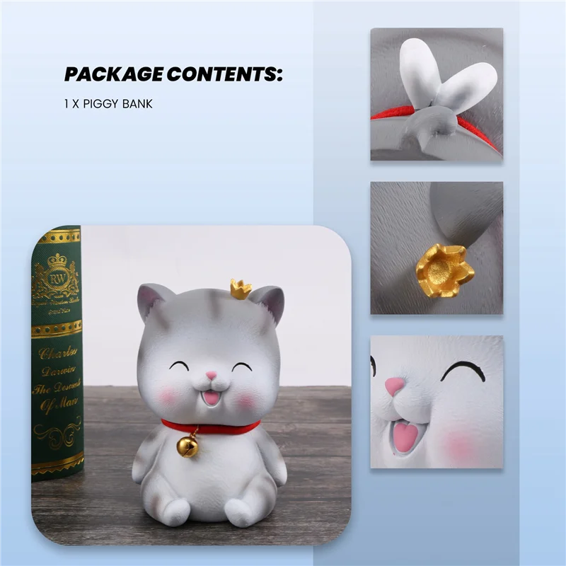 Hucha de ahorro decorativa de gato lindo, hucha de dinero para decoración del hogar, ayuda a formar hábitos de dinero derecho