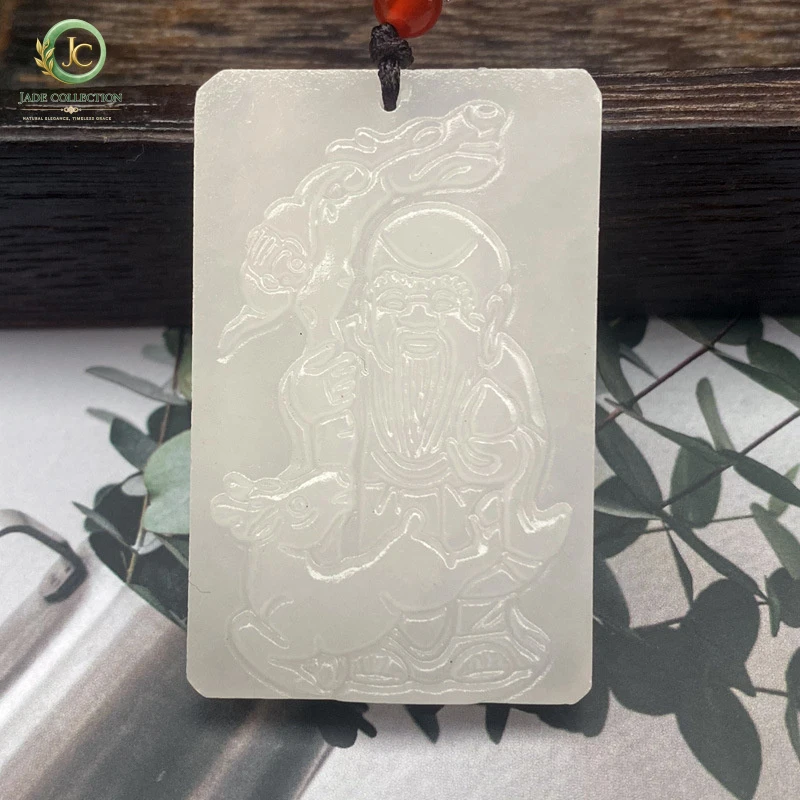 Afghan white jade longevity pendant, suitable for street stalls, promotional gifts, jade pendants for men and women, large penda
