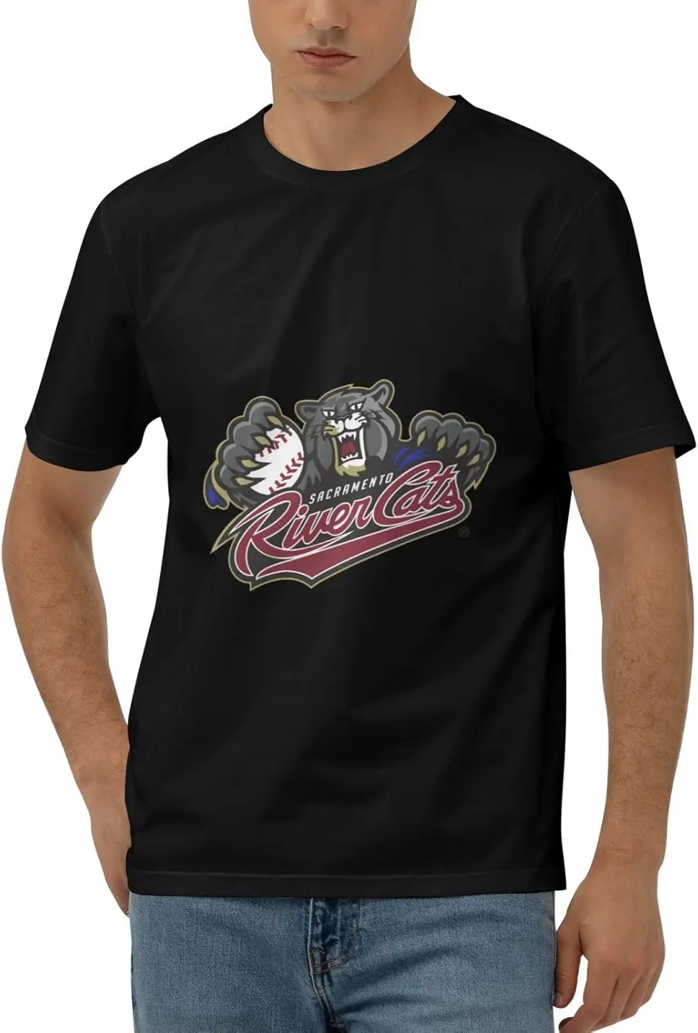 

Sacramento River Cats Logo Men's Short Sleeve Tees, Moisture Wicking, Odor Protection T-Shirt