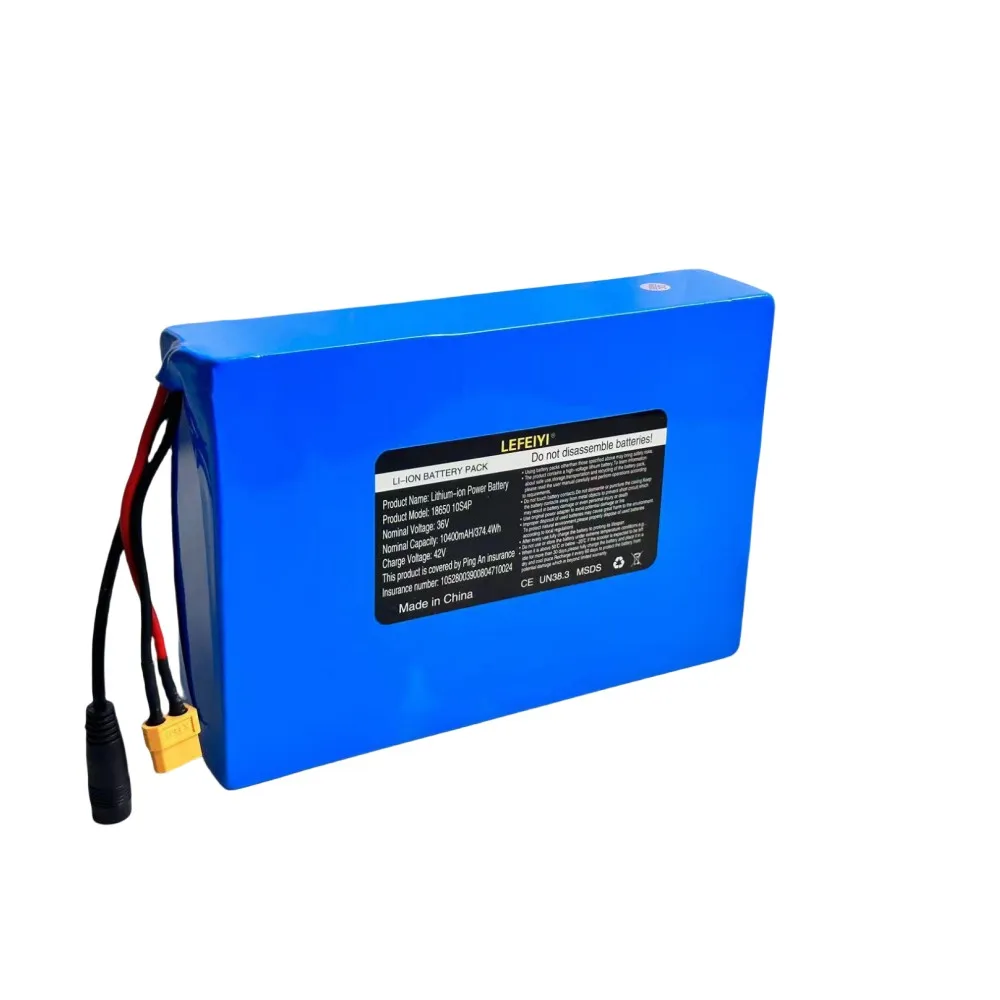 36V 10S4P 10.4Ah high-capacity lithium battery,suitable for electric bicycles and scooters. High power battery with built-in BMS