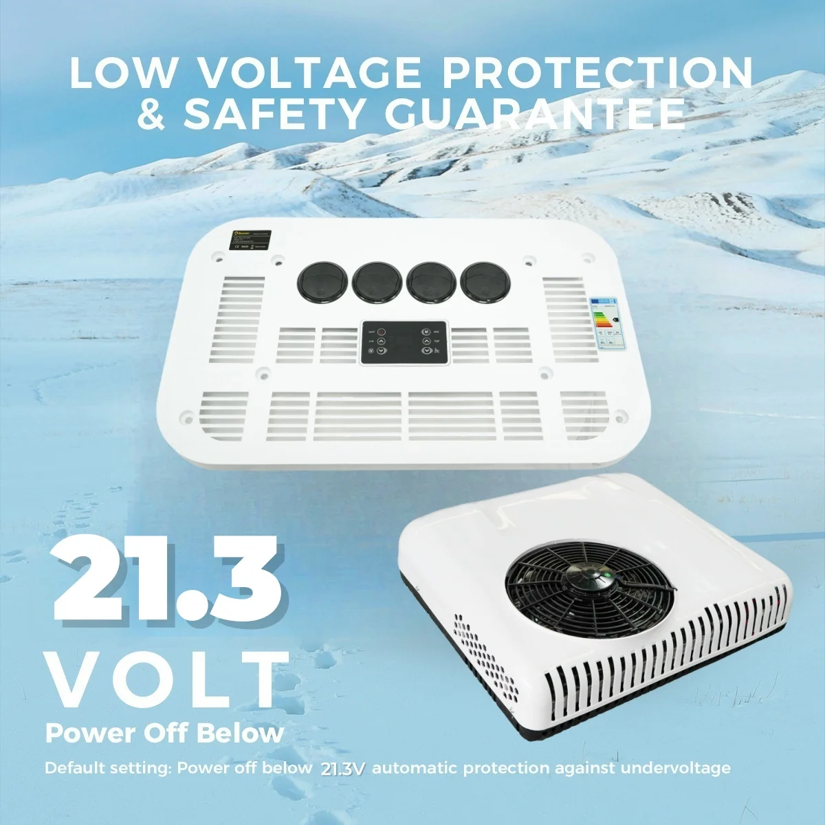 XMZ-AC-D5 Easy Install 12V 24V DC RV Unit Auto Parking Air Conditioner for Motorhome Caravans Trucks Roof Cooling