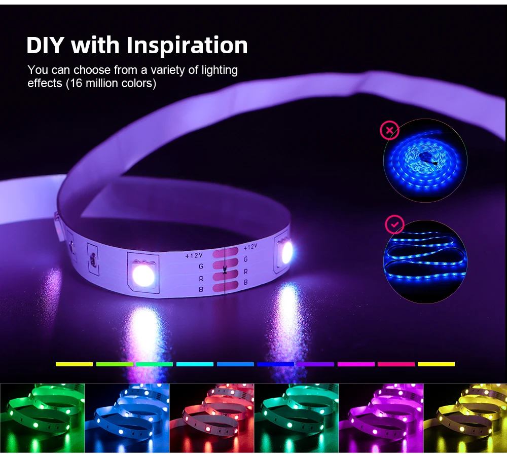 Led Strip Lights 5-40M RGB Music Sync Color Changing,Bluetooth Led Lights with Smart App Control Remote,Led Light For Home Decor