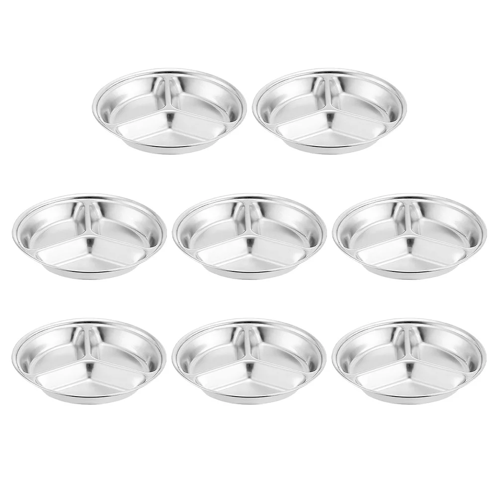 

8pcs Round Divided Sauce Dishes Stainless Steel Small Dipping Bowls For Condiments Appetizers Spices Camping Picnics Parties