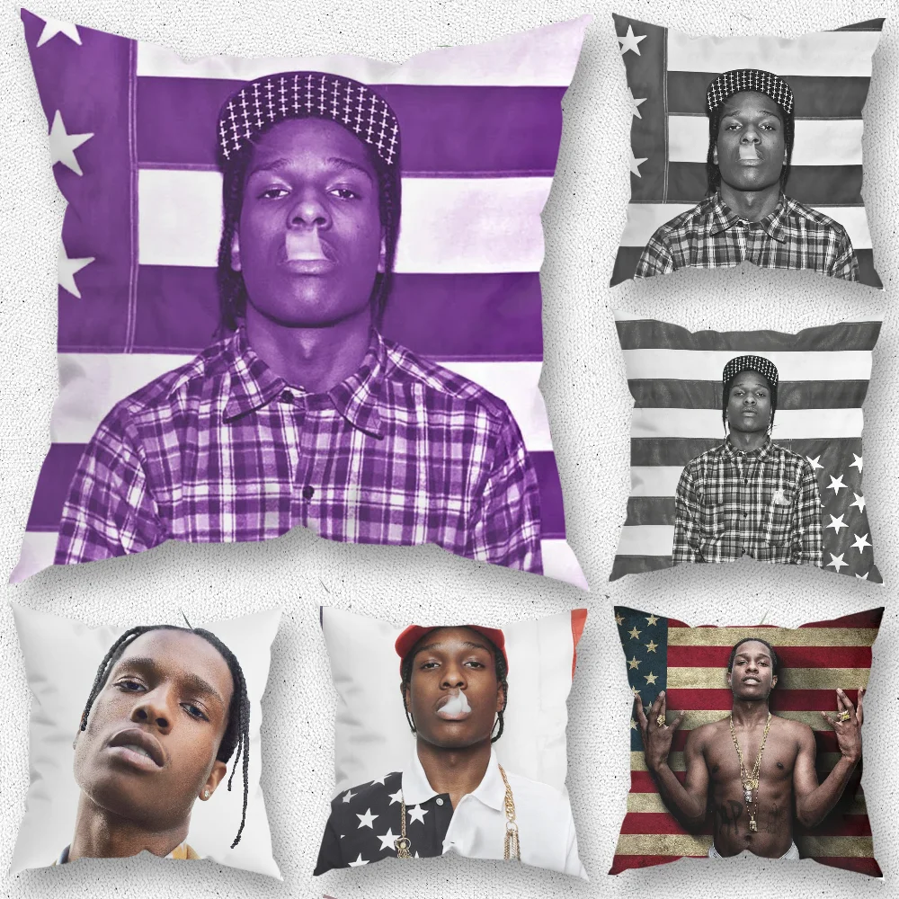 

Rapper ASAP Rocky Flag Pillow Case For Home Bedroom Room Decoration Living Room Sofa Cushion Cover Suitable