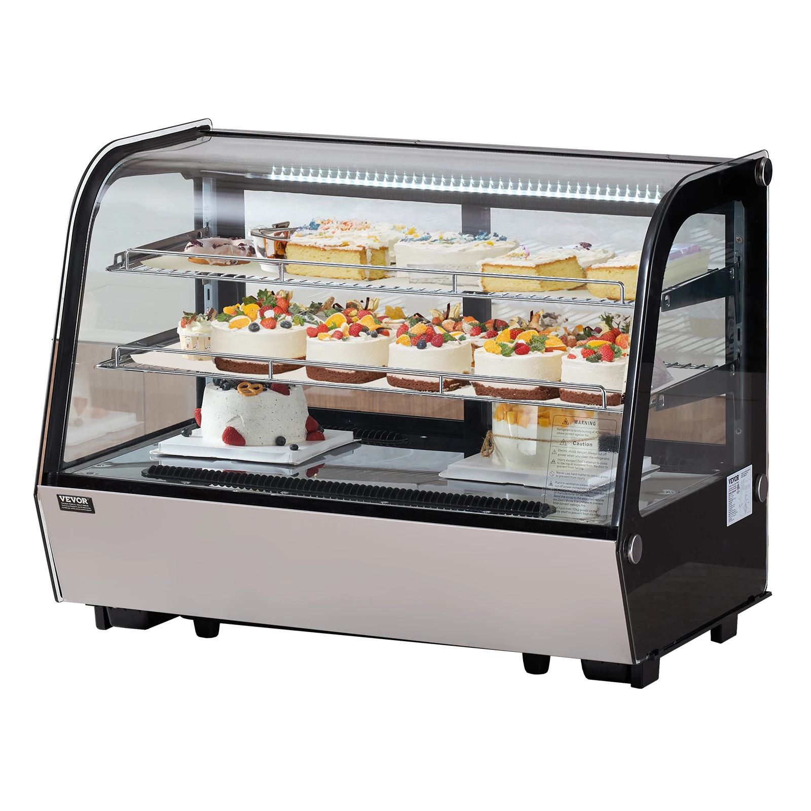 VEVOR Refrigerated Display Case,146L Countertop Pastry Display Case,2Tier Commercial Display Refrigerator,Frost-Free Air-Cooling