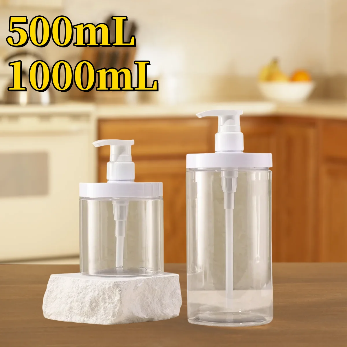 1 pz 500 ml/1000 ml Pompa Bottiglia Dispenser Bottiglie Riutilizzabili di Plastica Bocca Larga Stile Riutilizzabile Vuoto per Viaggio Doccia Sapone