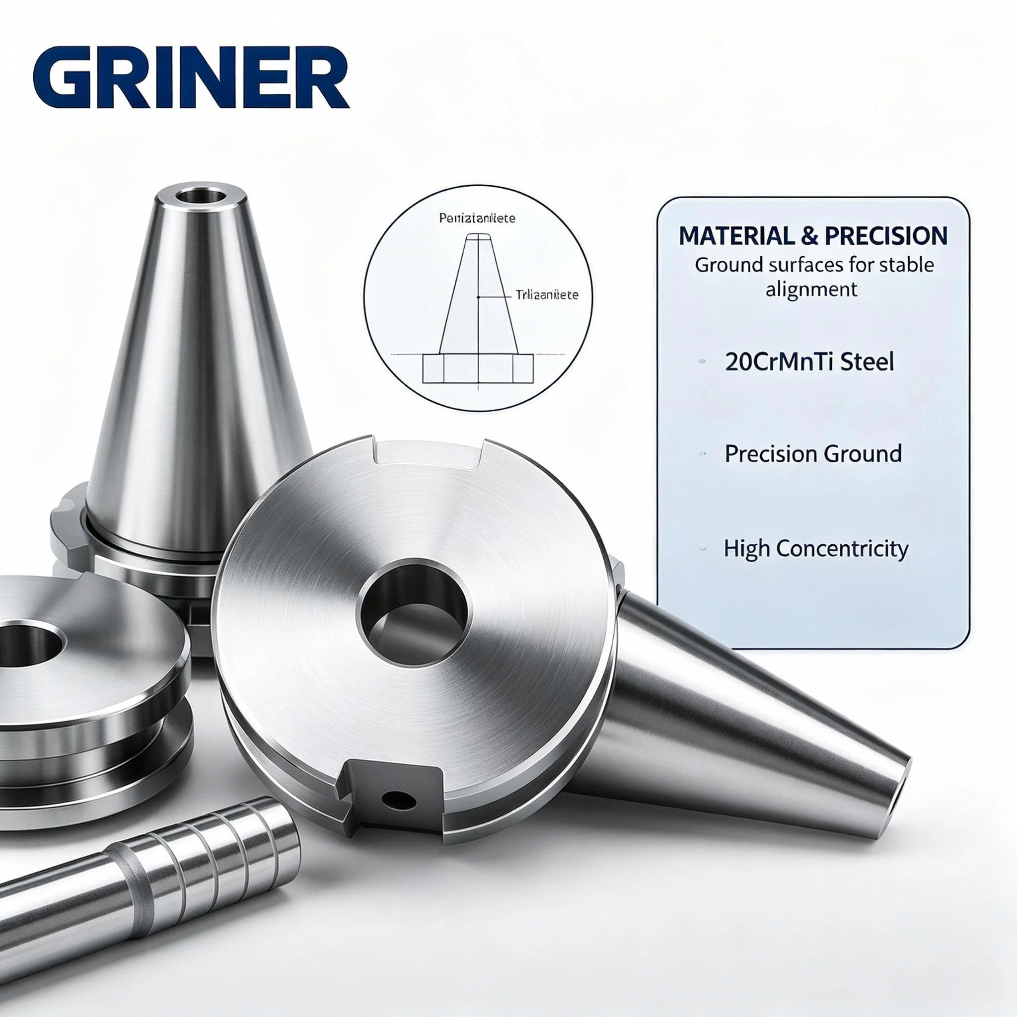 GRINER Three‑Point Combination ATC Alignment Tool BT30 BT40 ISO20 HSK63 Tool Magazine Calibrator For CNC Machining Center
