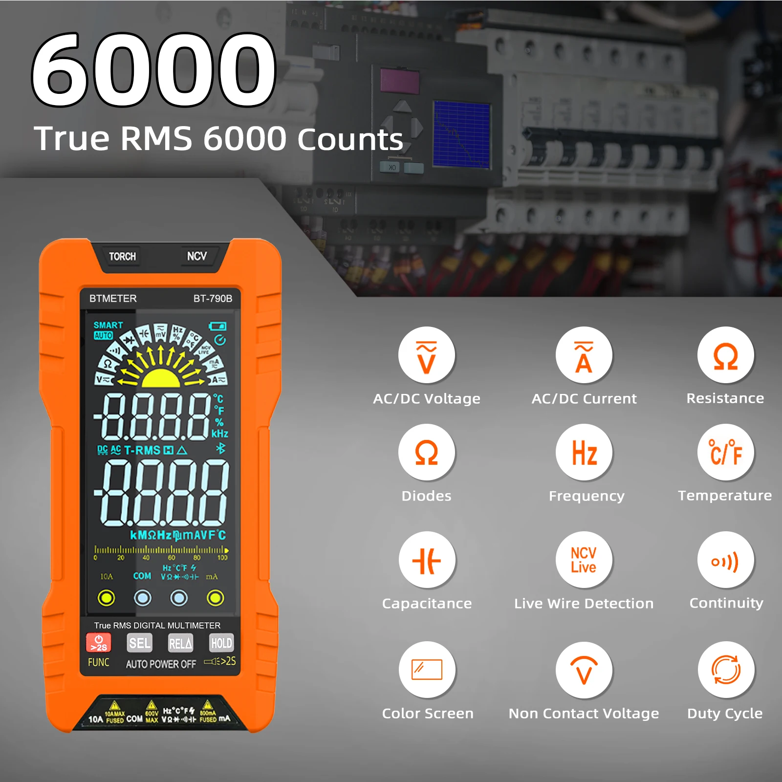

Smart Auto-Ranging True RMS Digital Multimeter, 6000 Count, NCV Non-Contact Voltage Detection, Resistance-Capacitance Testing