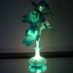 Luz de fibra óptica vaso de flores arranjo floral artificial led cor mudando lâmpada de fibra óptica nightlight para decoração de festa