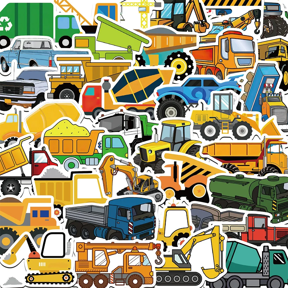 10/30/50 Stück Cartoon-LKW-Baufahrzeug-Aufkleber, lustige Graffiti-Sticker, DIY-Schreibwaren, Handy-Notizbuch-Belohnungsaufkleber, Deko
