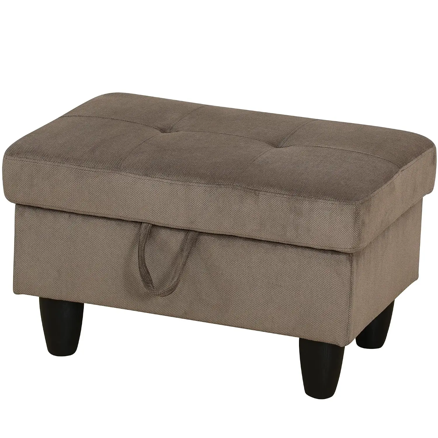 Rectangular Storage Ottoman Bench, Flannel Footrest Stool with Lid for Living Room Bedroom Entryway, 28.5