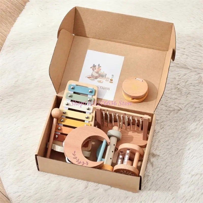 R6FD Toddler Musical Educational Toy Set Instruments percussão natural