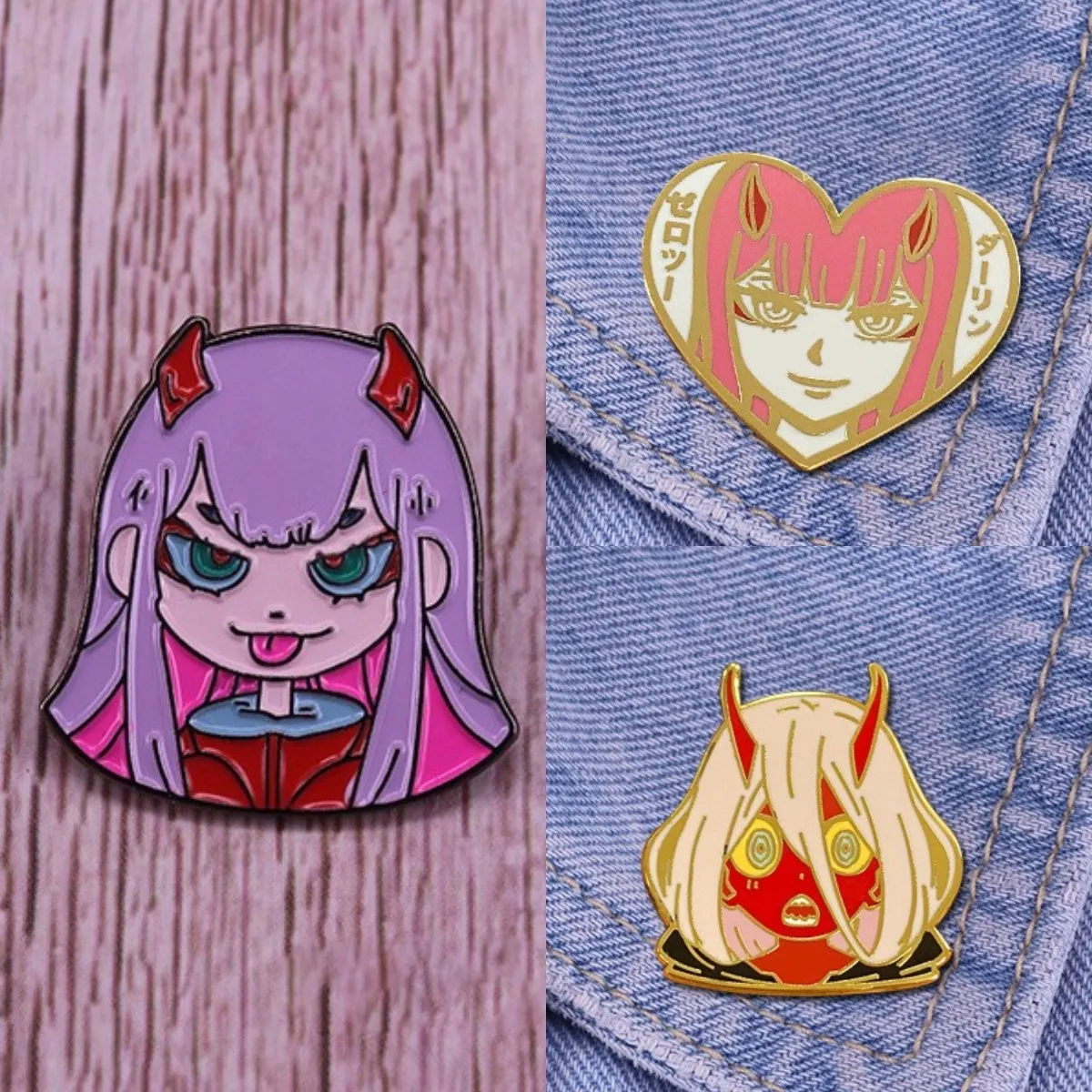 Hard Enamel Pins Zero T Badge Demon Girl Lapel Pin Darling in Brooch Unisex Festival Halloween Christmas Jewelry Gifts Wholesale