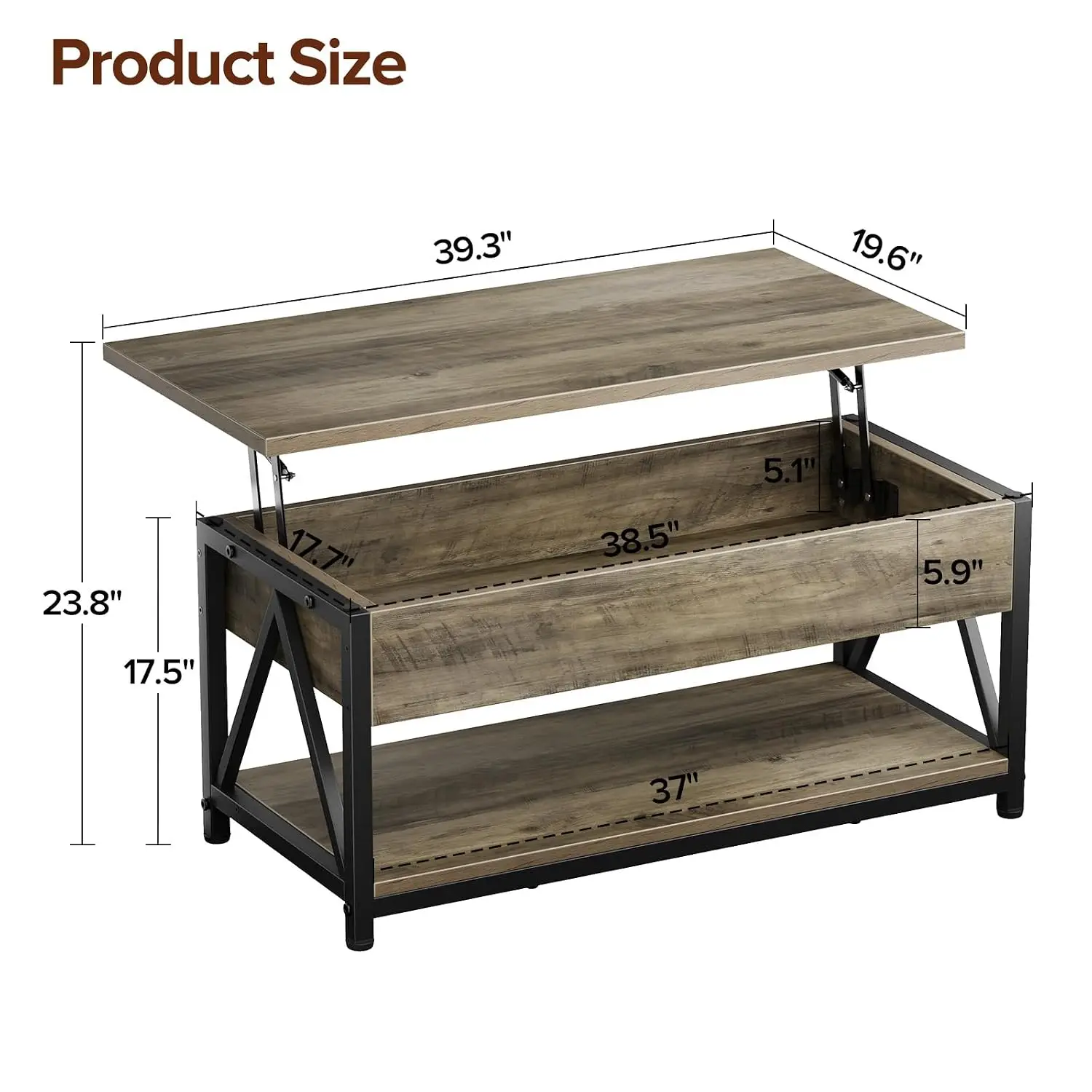 Lift Top Coffee Table Storage Shelf Living Room Furniture, Customized