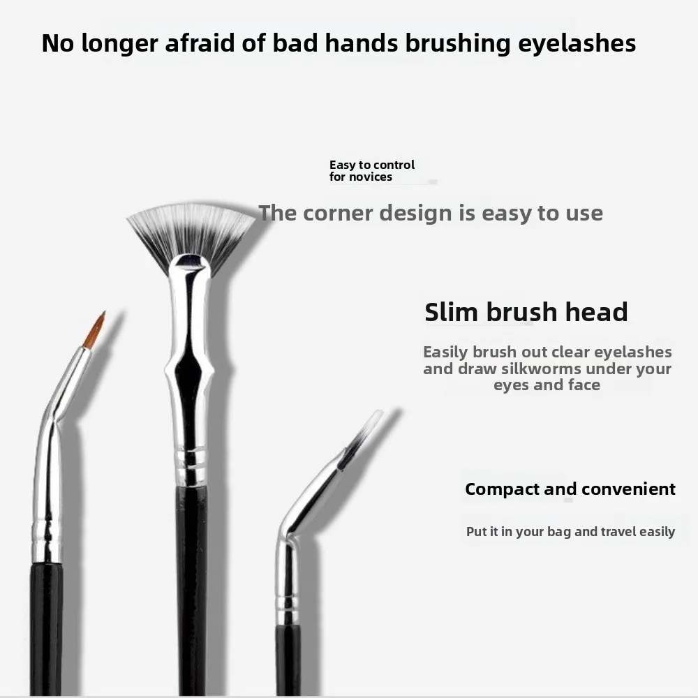 120° Folding Angle Scalloped Lash Brush Natural Mascara Fan Brush Angled Fan Shaped Eyelash Brush Eye Makeup Tools