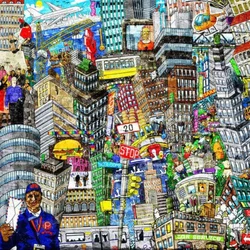 75*50cm Adult Paper Jigsaw Puzzle 1000pcs Urban Graffiti Cartoon Series Painting Stress Relief Entertainment Educational Toys