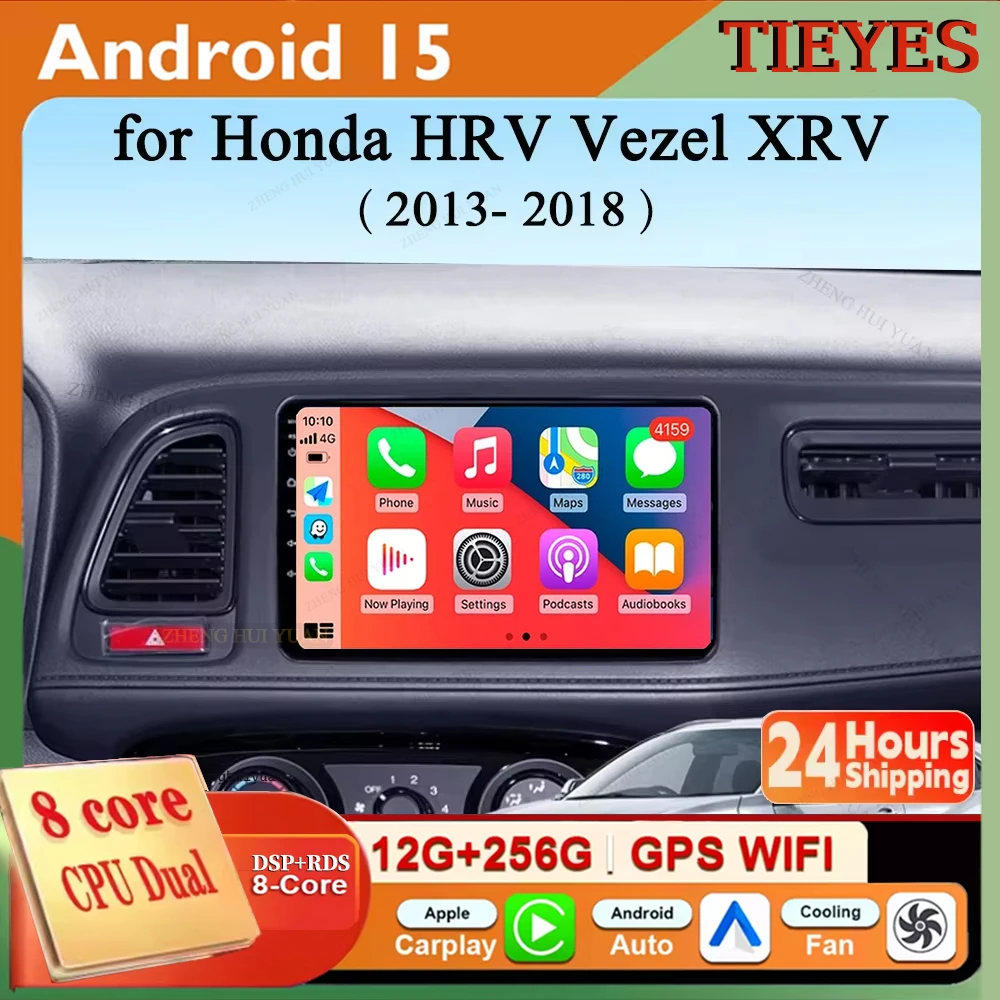 

Автомобильный радиоприемник Wireless Carplay Auto Android 15 для Honda HRV H RV Vezel XRV 2013-2018 Мультимедийный видеоплеер GPS Стерео 360 Камера