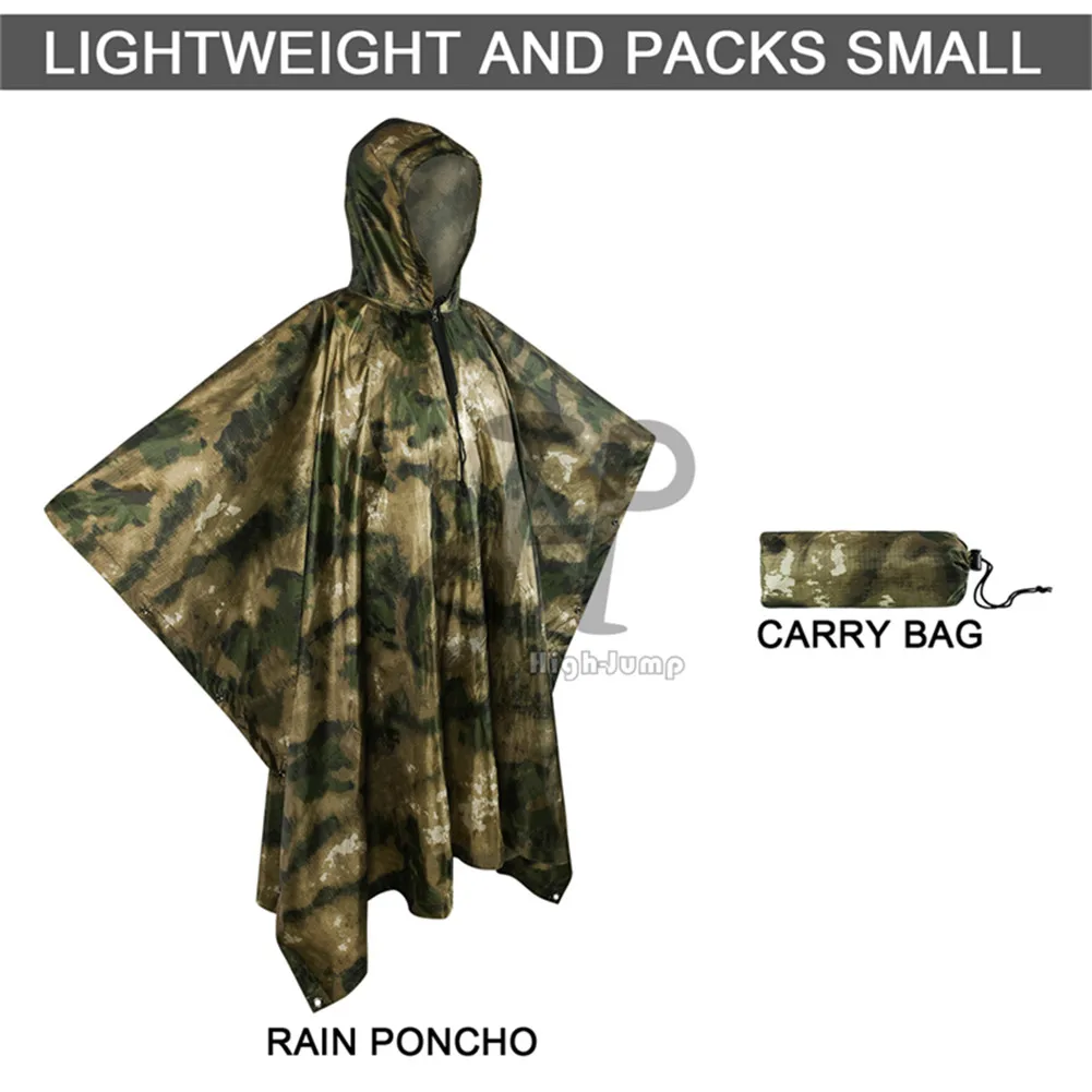 Outdoor Military Poncho 210T+PU Army War Tactical Raincoat Hunting Ghillie Suit Birdwatching Umbrella Rain Gear Home accessories