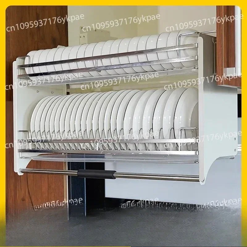 Dishes Lift Basket Adjustment Afterburner Pull-down Stainless Steel Lift Cabinet Storage Damping Wall Cabinet