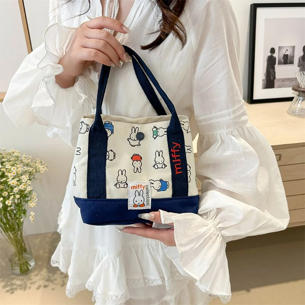 HEISSER VERKAUF Kawaii Miffy Niedliche Handtasche Cartoon-Kaninchen Leinwand-Stickerei Modische Bento Multifunktionale Aufbewahrungstasche Mädchengeschenk – Detail 6