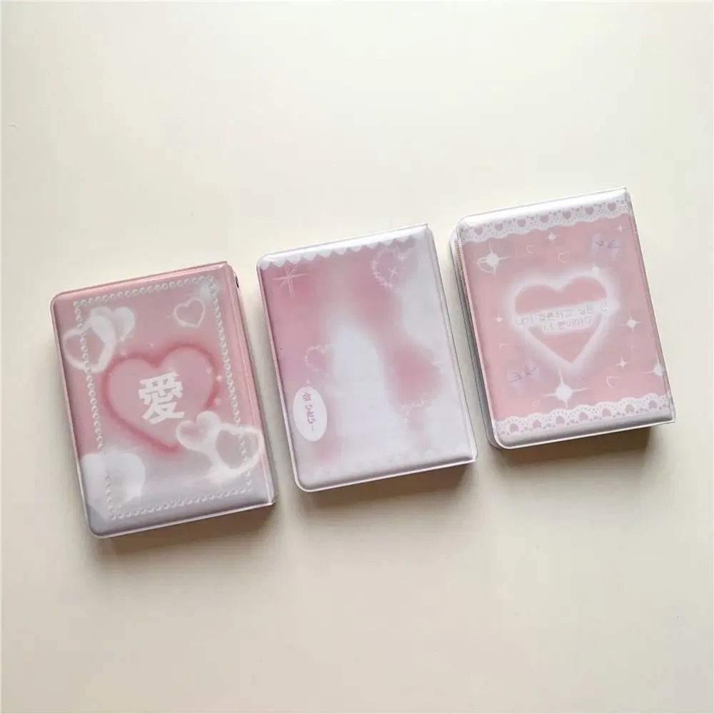 20 Inner Pages Photo Album Hanging Hole Love Heart Hollow Fashion Photocard Holder Portable Small Card Storage Case