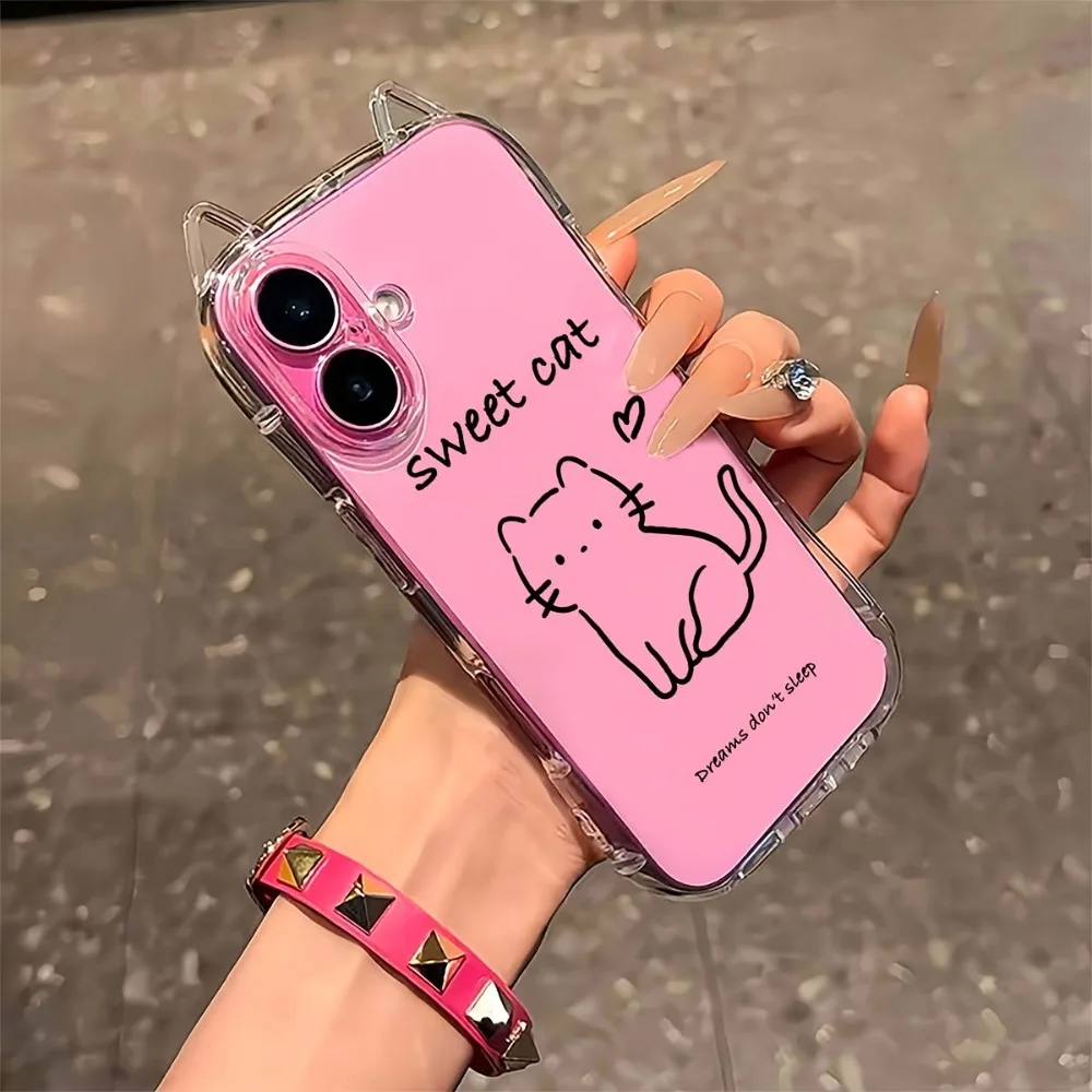 

Small waist Cat's ears (Steamed cat-ear shaped bread) phone case for iPhone 17 16 15 14 13 12 11 Pro/Max/Plus shatterproof