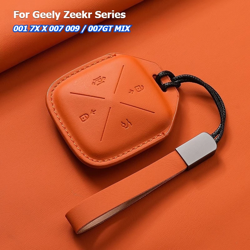 Car Key Case Leather Protective Cover for Geely Zeekr 001 7X X 007 009 007GT Mix Key Cover Keychain Fob Protector Accessories