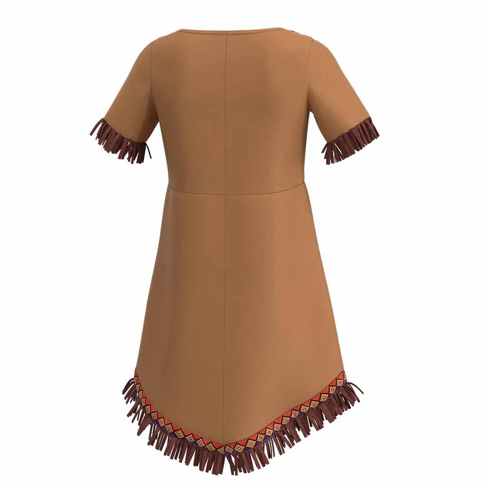 هالوين زي الأمريكية الهندية الأصلية تأثيري أفريقيا الفتيات أغطية الرأس ملابس رقص الأمة الملابس الشعبية مجموعة فستان الأطفال