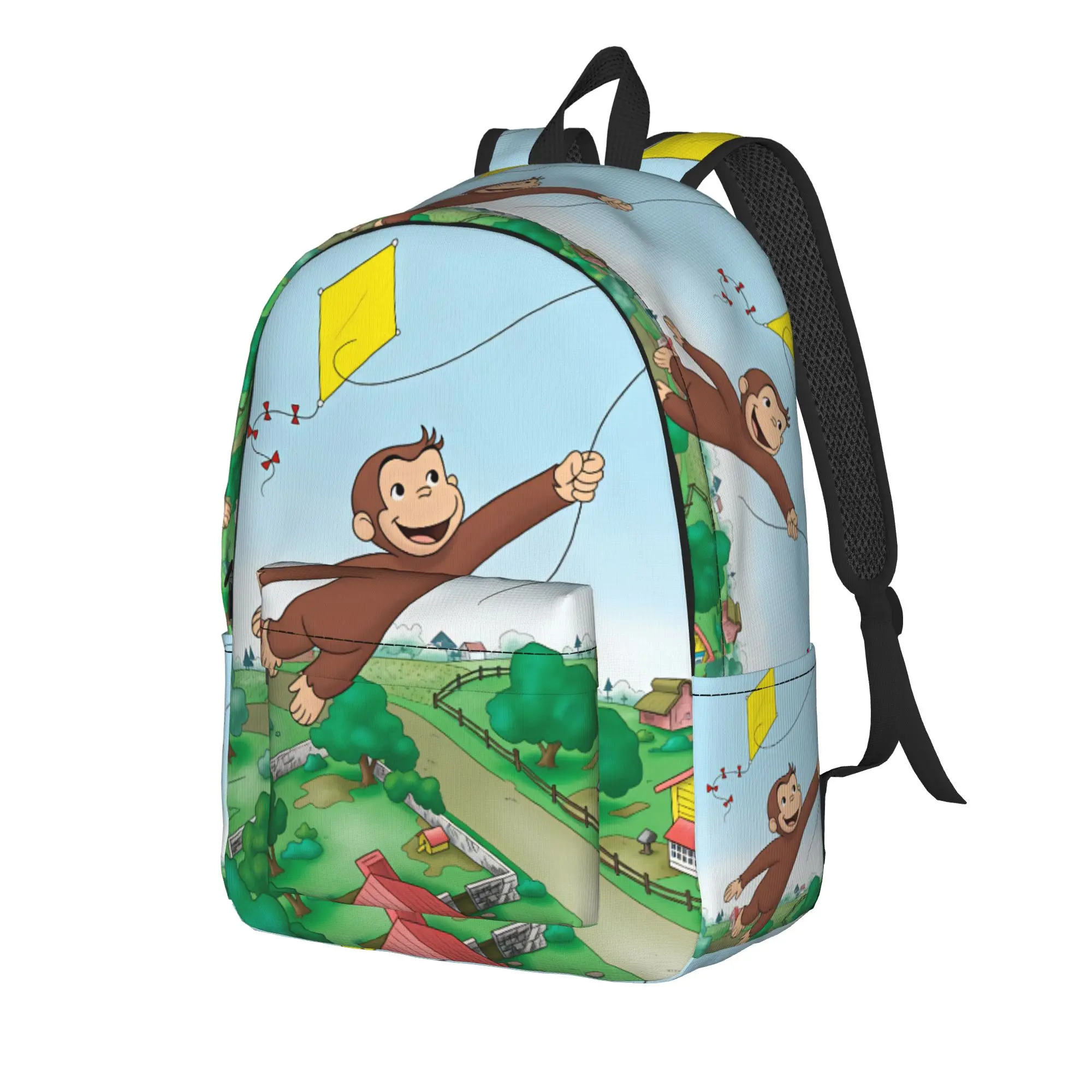 Curious George Monkey Backpack Youth  Soft Backpacks Polyester Kawaii School Bags Outdoor Design Rucksack