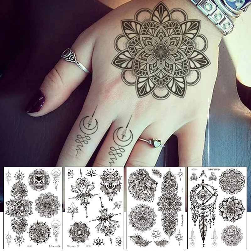 Wedding Tool  Arm Wedding  Fake Tattoo for Women Henna Tatto Body Art Sticker Temporary T Black Tatoo Stickers