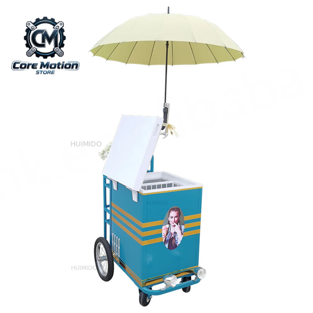 Ice cream cart outdoor cart trailer mobile food cart popsicle kiosk Kolice C-AL01A 220V wheels R134A refrigerant